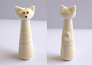 tall ivory cat bead