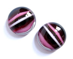 Fuschia and pink fused glass stringer earring cabochons